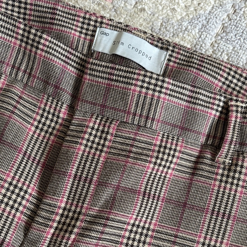 GAP Plaid Stretch Slim Women’s Dress Pants - Brown/Pink